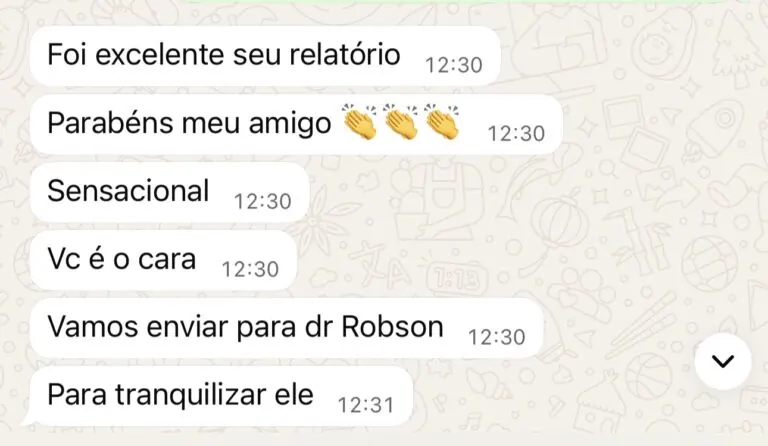 Depoimento elogiando o relatório do Dr. Aldir Dias